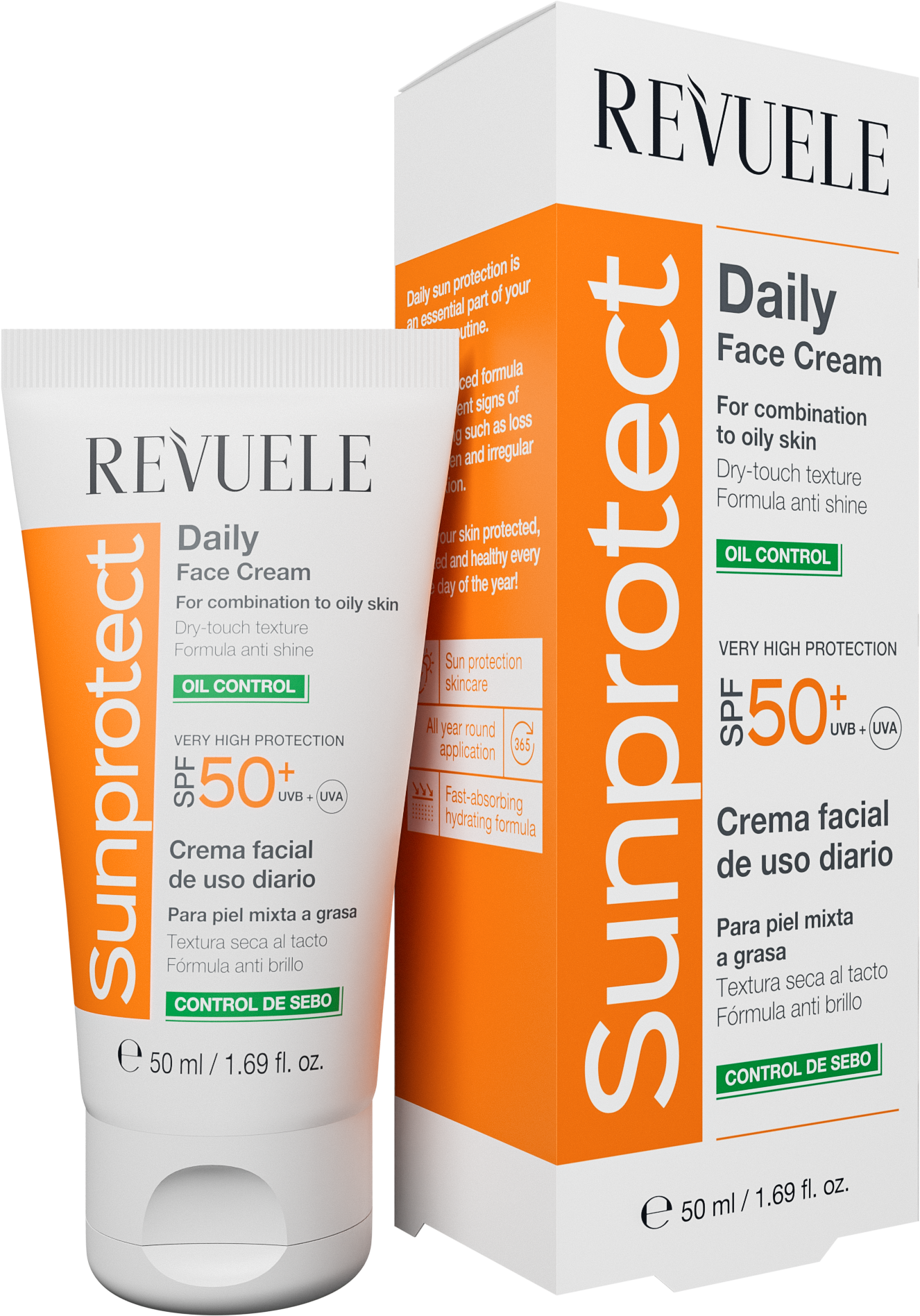 Revuele Sunprotect daily face cream - oil control SPF50+